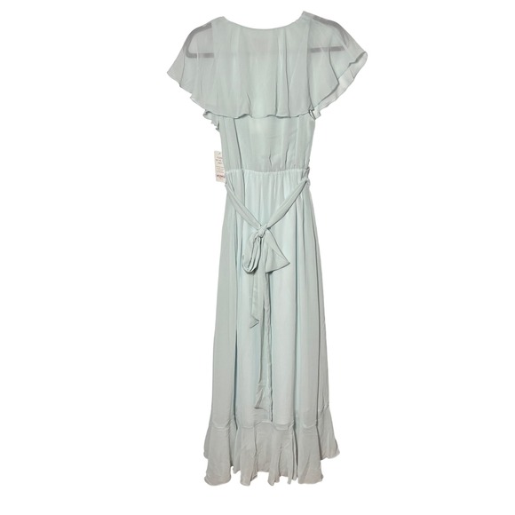 Show‎ Me Your Mumu Weddings Jess Ruffle Midi Dress Icy Blue Chiffon S m Fairy - Picture 2 of 7